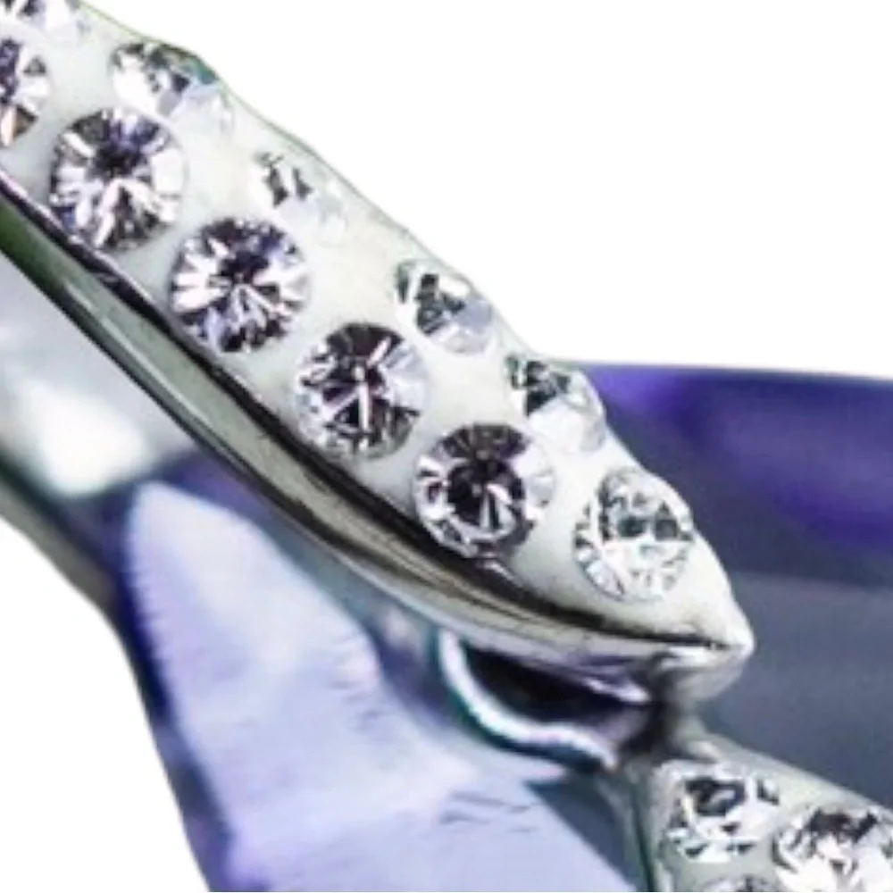 Vintage Designer AU Sterling Silver 925 Purple Topaz Teardrop Pendant Rhinestone